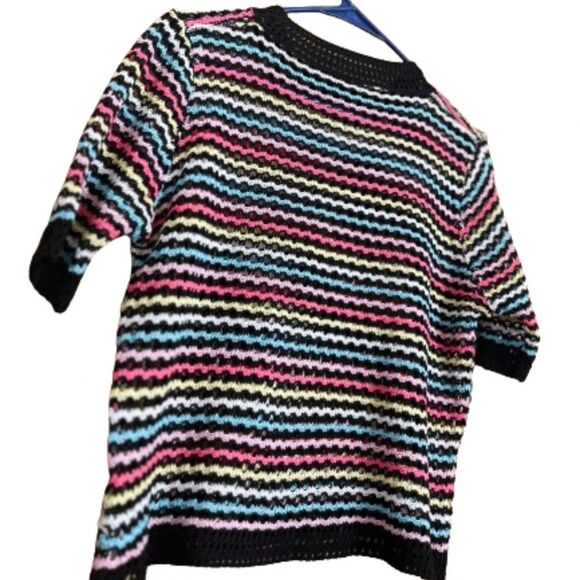 Women’s Multi Knitted Handmade Cropped Sweater Top | Beach Coverup Sz-S/M - Picture 4 of 4